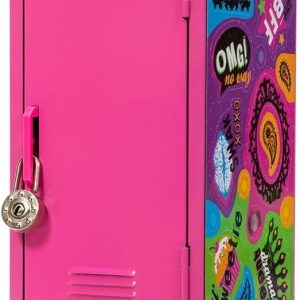Schylling Girls Talk Pink Mini Locker - 11.25 Decorative Metal Storage Locker with 17 Mix-and-Match Magnets. Lock. and Keys - Ages 4-12