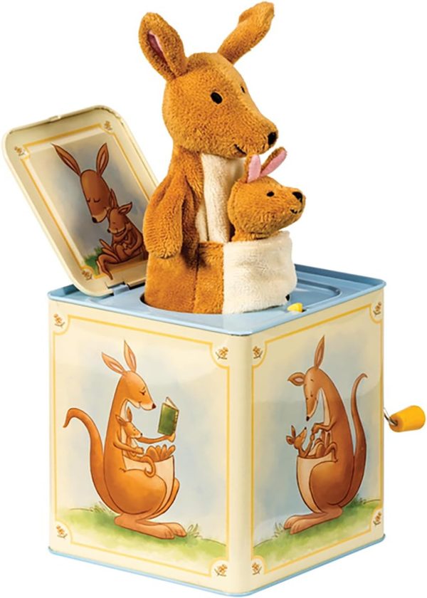 Schylling: Jack in Box - Kangaroo - Classic Pop-Up Music Toy. Momma & Baby Joey Finger Puppet. Plays Song Pop Goes The Weasel. Toddler & Kids 18mo+