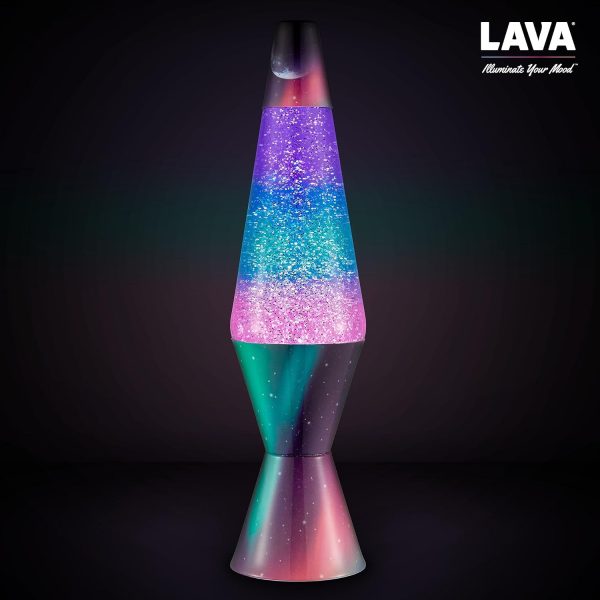 Lava? Lamp - 14.5 Polar Glimmer - The Original Motion Light - Silver Glitter. Multicolor Base and Globe - Item #2048 (Amazon Exclusive)